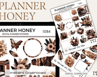 Floral Home Digital Planner Stickers (PDF File)