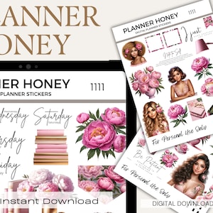 Pre-Cropped Digital Stickers, Digital Planner Stickers, GoodNotes Digital Planner Stickers, Spring, Summer, Floral, Flowers