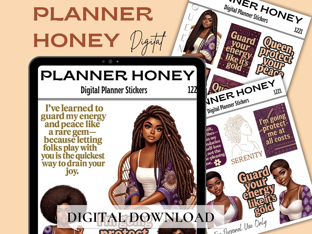 Black Girl Digital Planner Stickers, Goodnotes Stickers (PDF) - Etsy