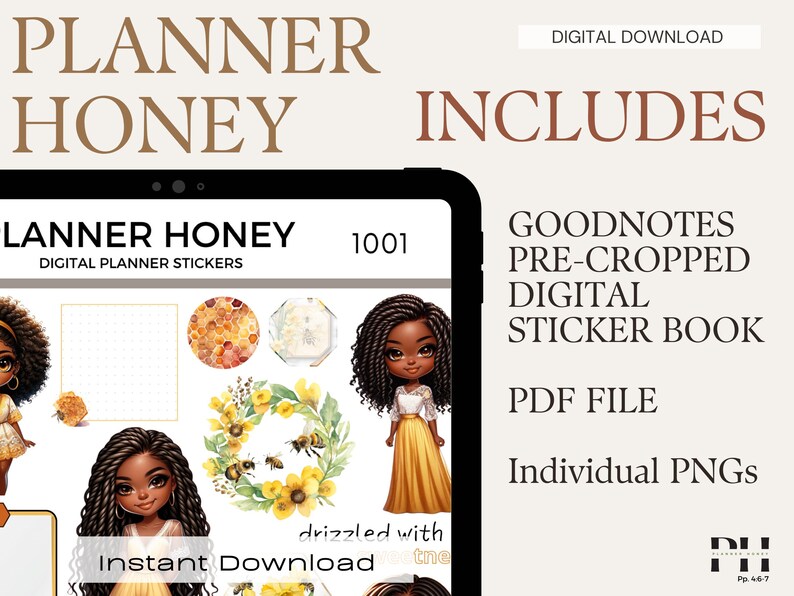 Black Girl Digital Stickers, Goodnotes Planner Stickers (PDF) - Etsy