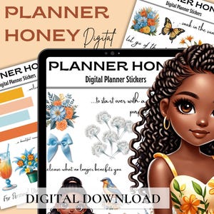 Pre-Cropped Digital Stickers, Digital Stickers Black Girl, GoodNotes Digital Stickers for Black Girls, African American Digital Stickers