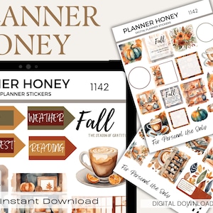 Digitale vakantiestickers, voorgesneden GoodNotes herfst herfstfestival oogst digitale plannerstickers, digitale stickers voor Thanksgiving