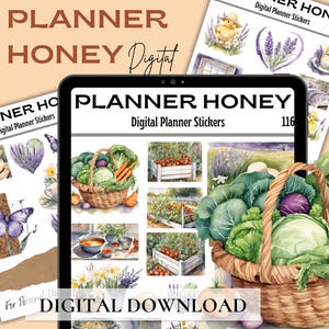 Bellissimo giardino floreale primaverile di fiori stagione viola giallo tutti i giorni pretagliati Goodnotes adesivi per pianificatore digitale Goodnotes scrapbooking