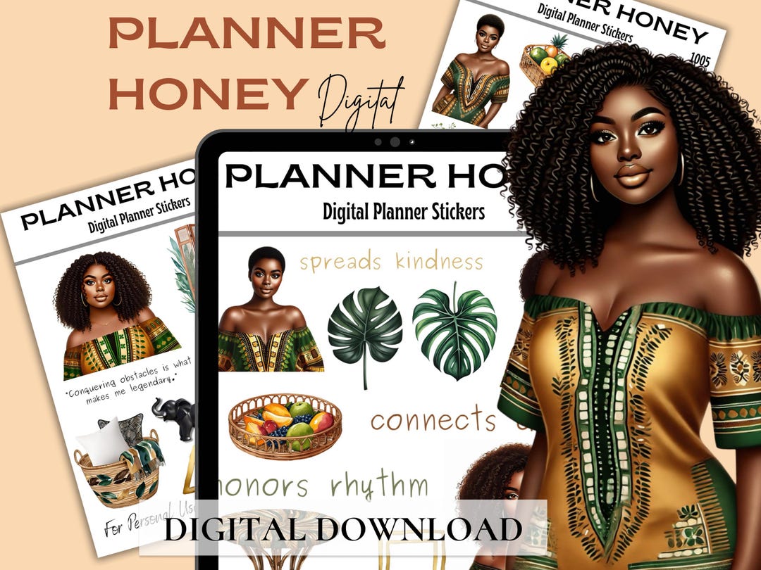 Black Girl Digital Stickers, Goodnotes Planner Stickers (PDF) - Etsy