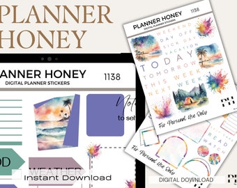 Pre-Cropped Digital Planner Stickers, GoodNotes Stickers (PDF File)