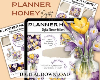 GoodNotes Planner Stickers, Bible Journaling, Faith Flowers (Digital Download)