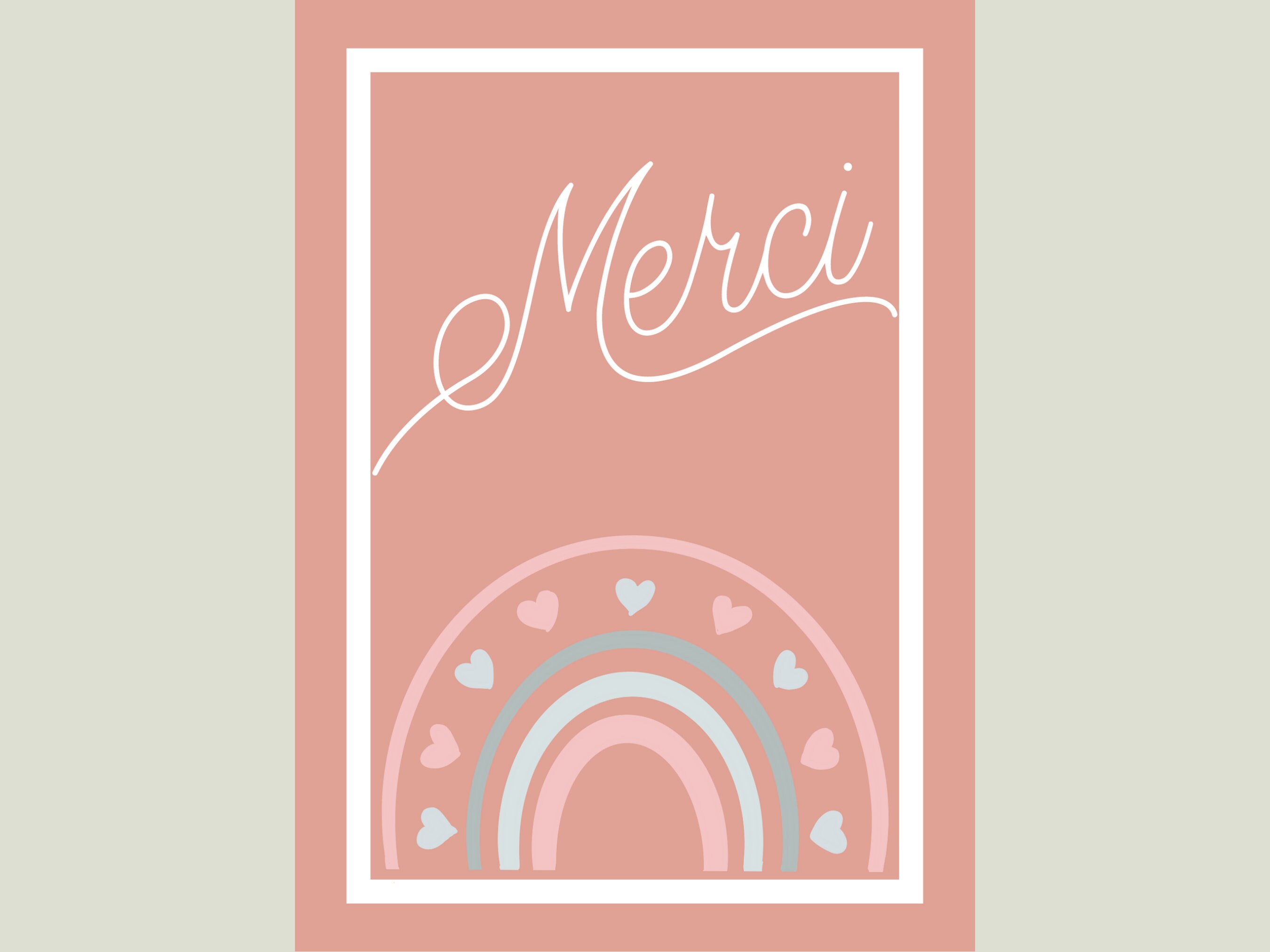 Printable Thank You Card, Merci Card, Printable Merci Card, Folded ...