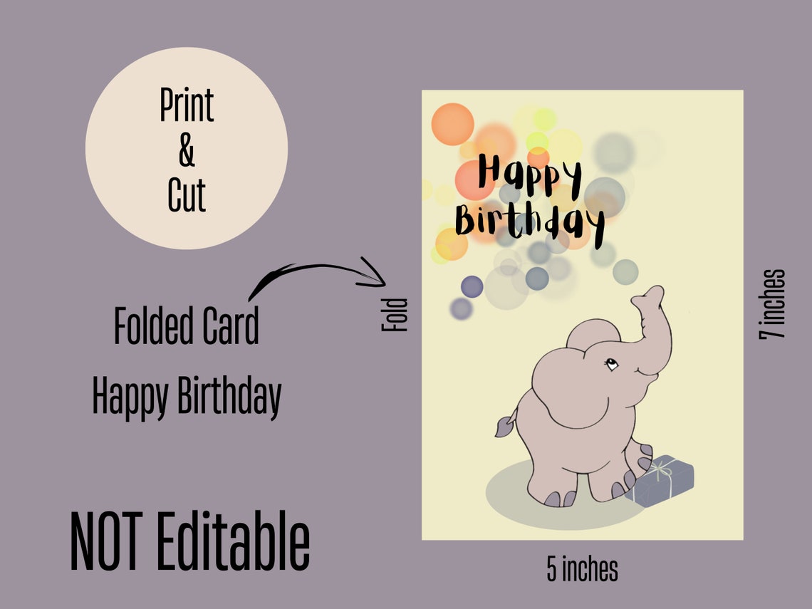 Happy Birthday Card for Kids, DIY Printable, Printable Birthday Card, Instant Download Birthday ...