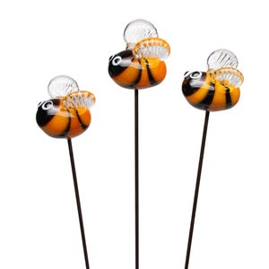 Biene Pflanzenstecker aus Glas, handgefertigtes Glas, Miniaturskulptur