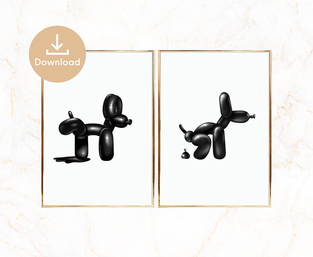 Funny Printable Wall Art, Set of 2 Balloon Dog Print Download for ...