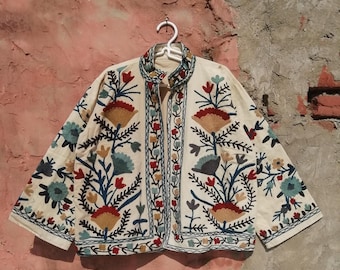 Suzani bestickte Jacke: Boho-Schichtmantel
