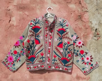 Suzani Embroidered Velvet Jacket: Handmade Fashion Outerwear