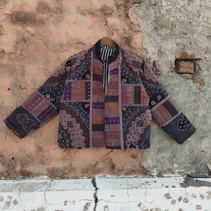 Handmade Cotton Applique Jacket: Boho Cutwork Patchwork Coat