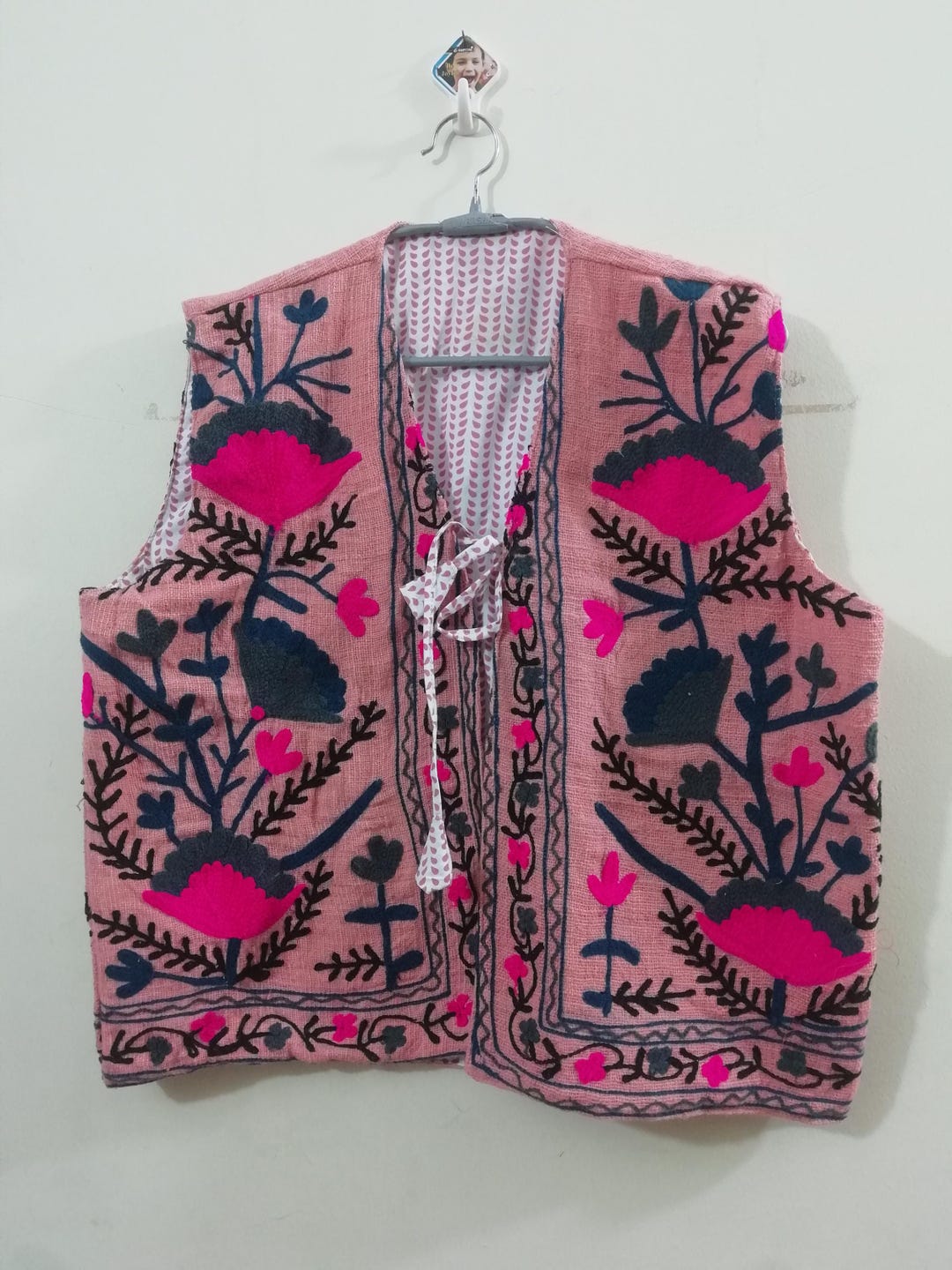 Suzani Embroidered Vest – Blue Black main image 1