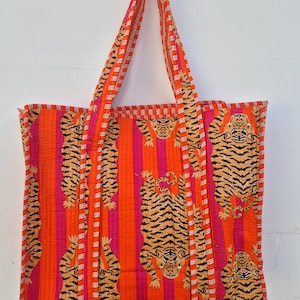 Handgefertigte Baumwolltaschen mit Blockprint Gesteppte Handtaschen - Stilvolle und einzigartige Tragetaschen für den täglichen Gebrauch - Perfektes Geschenk für Sie