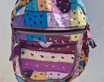 Sac à dos en patchwork de coton : sac à collage multicolore fait main