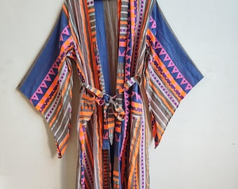 Tribal Print Kimono Robe: Boho Festival Duster Jacket, African Style