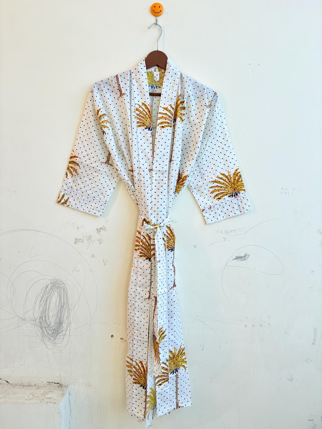 100% Cotton Kimono Robe, Indian Handmade Resort Wear, Unisex Bathrobe ...