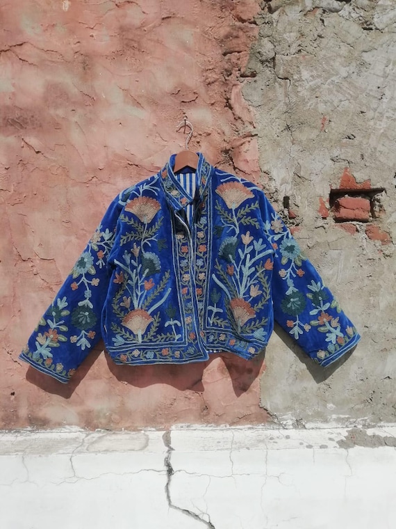 Luxury Velvet Jacket, Bohemian Embroidered Jacket, Artisanal