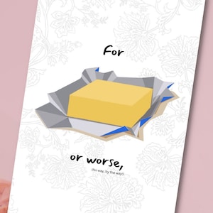 Tarjeta de felicitación divertida, mantequilla y tostadas, ¡para bien o para mal, para celebrar la mejor boda y el mejor compromiso de la historia! Diseñado por StudioShine