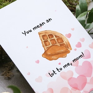 Cartão com trocadilhos de waffle, cartão para o Dia das Mães, cartão engraçado para a mãe, cartão peculiar para a mãe, cartão de amor para a mãe, faça a mãe rir, feito à mão pelo StudioShine