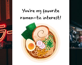 Love Anniversary Card Puns, You're My Favourite Ramen-tic Interest, Let's Noodle Around Together Forever, Designed by StudioShine