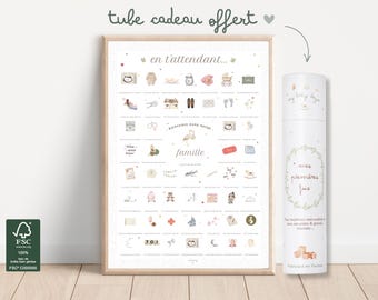 Cartaz © *9 MESES* para carimbar Ideia de presente para futura mamãe chá de bebê anúncio de bebê diário de acompanhamento de gravidez quarto de bebê cartões de primeiras vezes