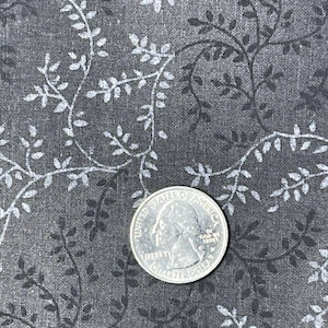 54 Inch by Three Yards of Quilt Backing- Classic Dark Gray - Light Gray and Black  Floral Vine Design- Perfect for your Quilting Creations