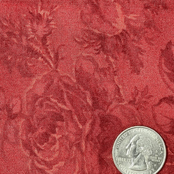 MODA Cotton Fabric -"Morning Glory" by Robyn Pandolph -WOF 44 - 1 Yard Length- Dark Brick Red with Roses Floral Design-Vintage Inspired