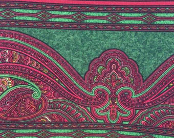 Large Stripe Cotton Fabric- Bold Red and Green- Designed by Jinny Beyer for RJR Fabrics- Paisley and Gothic Inspired -AA73- 4 YDS by WOF 44