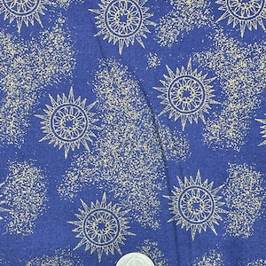 High Quality Cotton Fabric – Enchanting Gold Flake Design On Deep Blue Background- 2.3 Yards x 44&quot; WOF