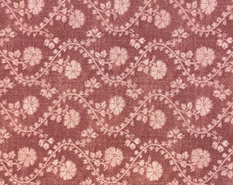 Light Mauve Fabric with Lighter Mauve Floral-Concentric Waves of Blooms-Cotton Fabric-1 Yard by WOF 44-  AA30