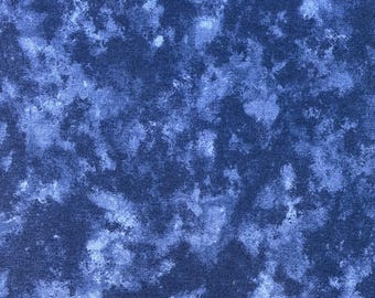 Soft Cotton Fabric-Dark Blue Muted with Lighter Blue-25" Length by WOF 44"- A73-