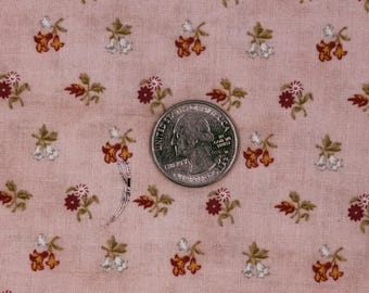 Soft Pink Cotton Fabric with Delicate Multicolor Floral Design – 32" x 36" – AA73