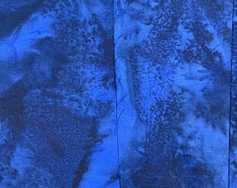 Bold Blue and Black Splash Design – Quality Batik – 1 Yard by WOF 44" – Dreamscape Batik Fabric – Bold Color Batik Cotton