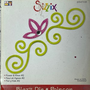 Preowned Sizzix Bigz Die #657492 - Flowers and Vines #2 - Gently Used - Compatible with Select Machines - See Pic 2 for Size Details