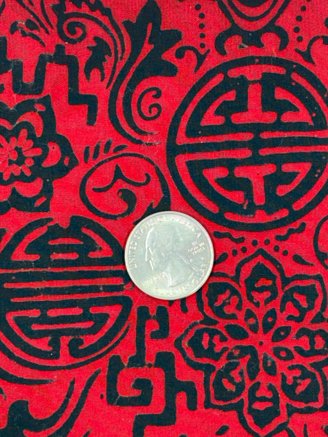 Chinese Shou Longevity Symbol Fabric – Red Black Auspicious Pattern – 2 ...