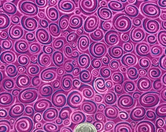 Bluish Purple Cotton Fabric-Designed for JO-ANN Store- 29 Length by WOF 44- Various Mini Blue and White Snail Shaped Design- AA73