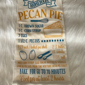 Pecan pie recipe tea towel