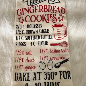 Gingerbread cookies recipe tea towel