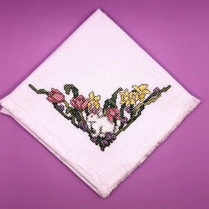Cross Stitched Easter Bread Cloth/Basket Liner/Bread Cover