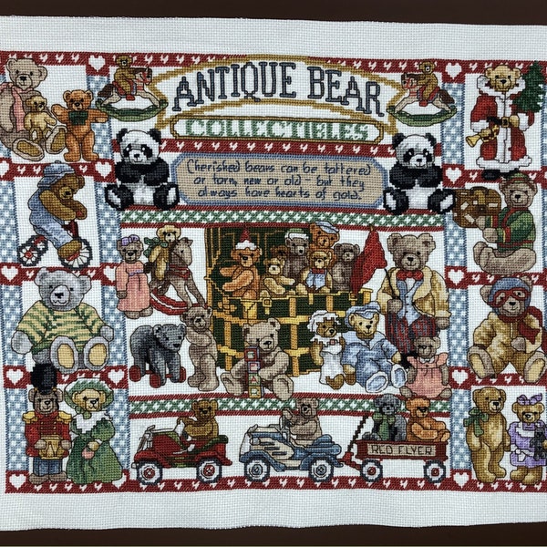 Completed/Finished Antique Bears Collectibles Counted Cross Stitch *RARE*