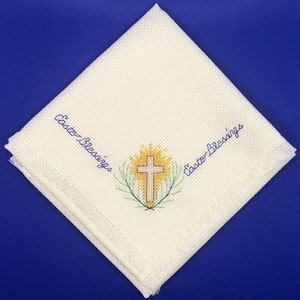 Cross Stitched Easter Blessings Bread Cloth/Basket Liner
