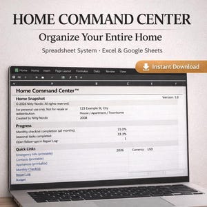 Central de Comando Doméstica | Planejador Minimalista de Informações e Organização Doméstica