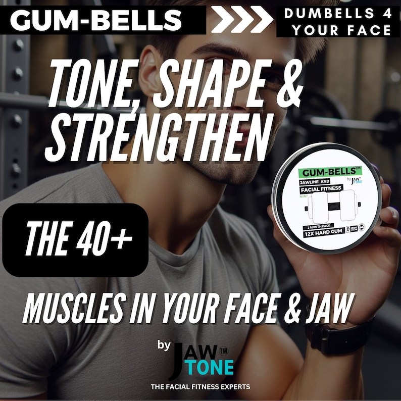 GUMBELLS™ 12xhard Jawline and Facial Fitness Xylitol Chewing Gum 1month
