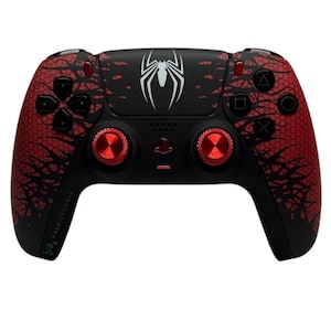 PS5-kontroll / Anpassad / Playstation 5 / Handgjord / Scuff-kontroll / Spiderman 2-design / Halleffektpinnar /