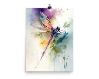 Dragonfly Watercolor Painting, Dragonfly Wall Art, Dragonfly Decor, Watercolor Painting, Dragonfly, Dragonfly Art, Print