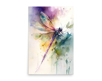 Dragonfly Watercolor Painting, Dragonfly Wall Art, Dragonfly Decor, Watercolor Painting, Dragonfly Art, Digital Download, Instant Download