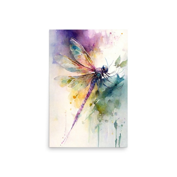 Dragonfly Watercolor Painting, Dragonfly Wall Art, Dragonfly Decor, Watercolor Painting, Dragonfly Art, Digital Download, Instant Download