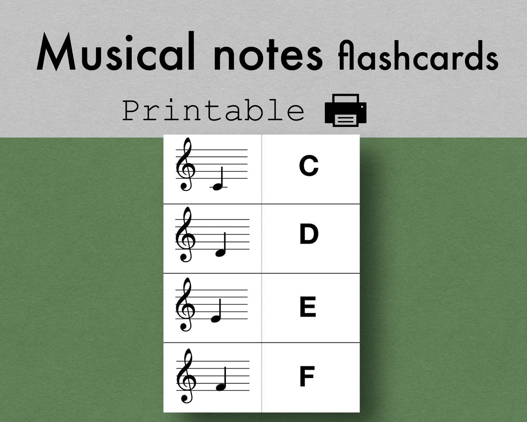 Musical Notes and Symbols Flashcards Printable Learn Music Notation Etsy